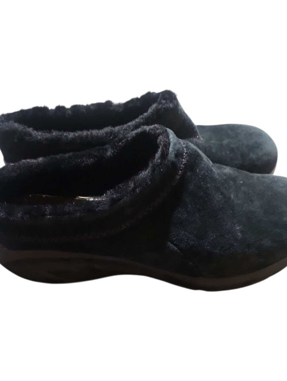 Merrell Clog Slippers Womens Size 10 W Black Suede Faux Fur Comfort